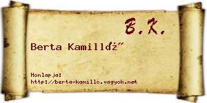 Berta Kamilló névjegykártya